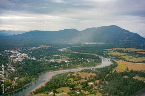 Aerial view of some beautiful landscape around Kalispell country side photo