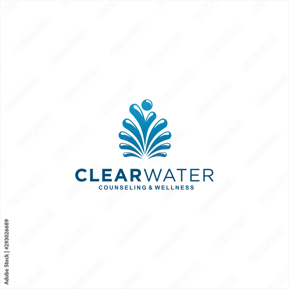 Fountain Water  Logo Design Vector Illustration Template Idea