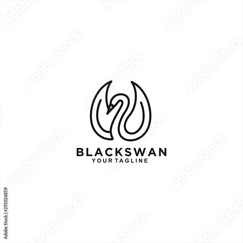 Black Swan Logo Design Vector Illustration Template Idea