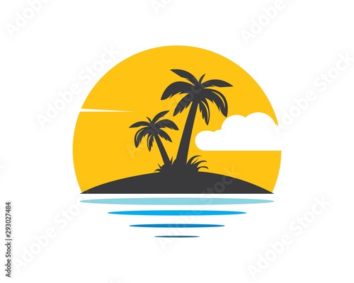 Fototapeta Naklejka Na Ścianę i Meble -  Palm tree icon of summer and travel logo vector illustration