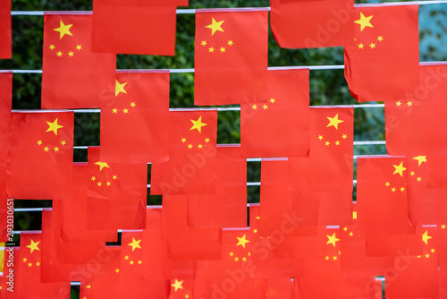 Photography Chinese flags hanging for the 70 th anniversary of modern China