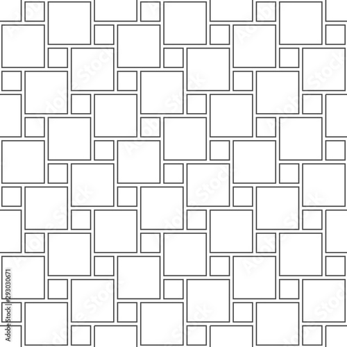Abstract seamless pattern of black and white square textile. Design geometric texture for print, vector illustration