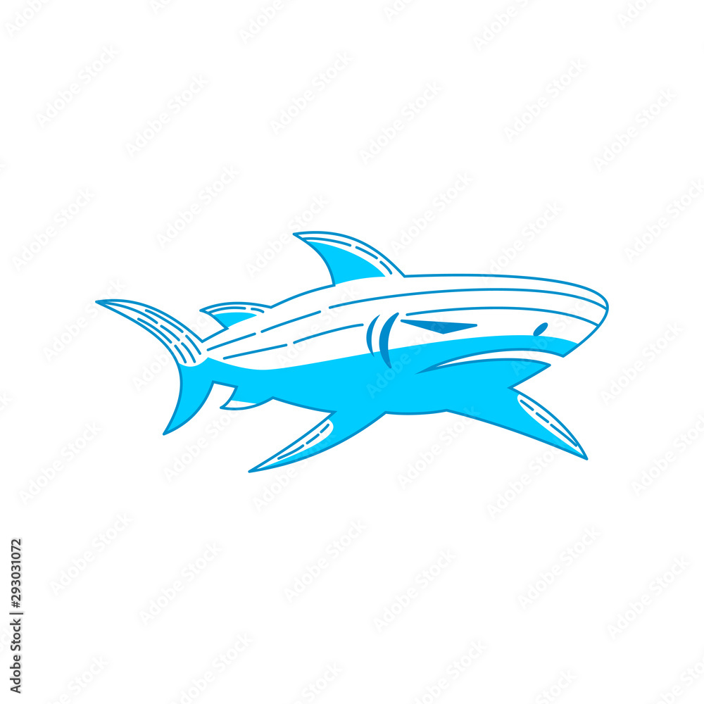 Shark logo design vector Outline isolated concept template