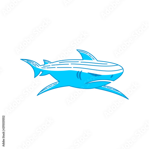 Shark logo design graphic vector Outline isolated illustration