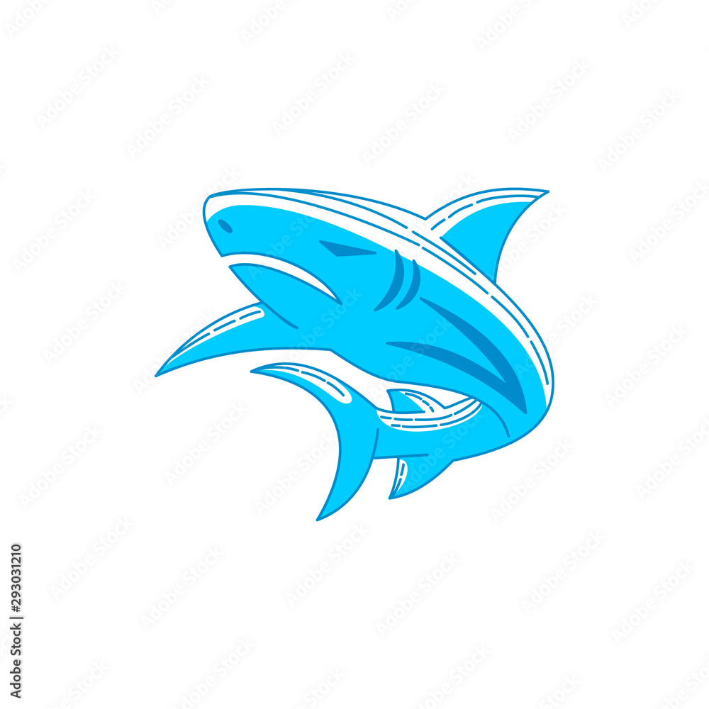 Fototapeta premium Shark Template logo design Outline isolated illustration
