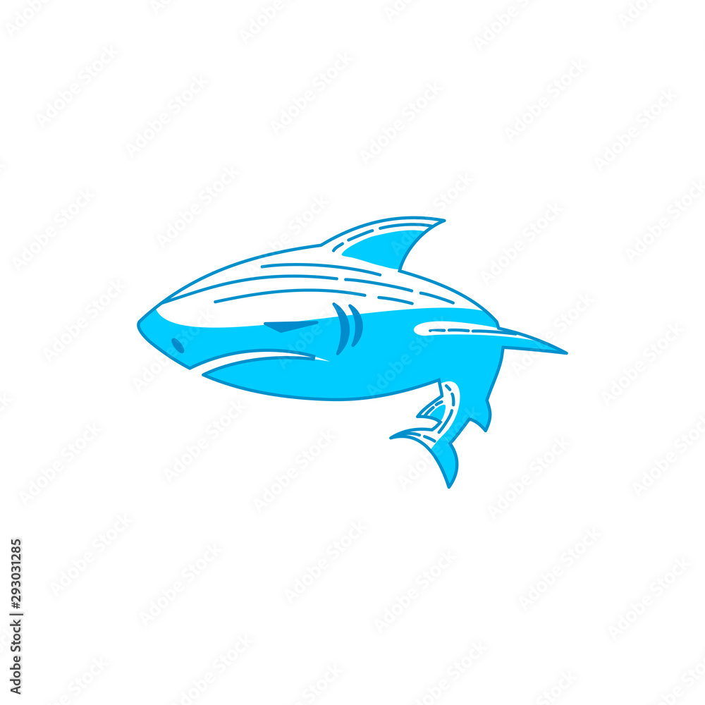 Shark Fauna logo design vector Outline isolated concept template