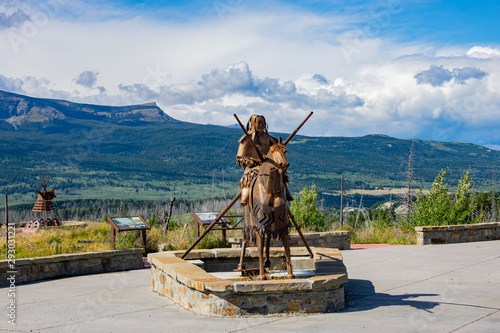 Blackfoot memorial statue in Glacier National Park photo