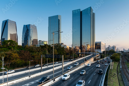 Modern buildings in Marginal Pinheiros River, Sao Paulo, Brazil photo