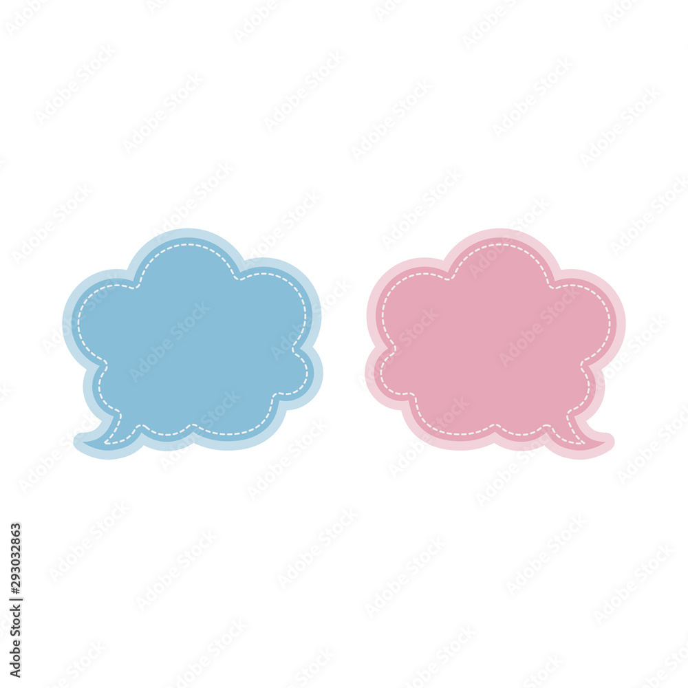 thought blue and pink bubbles web icon. vector design.