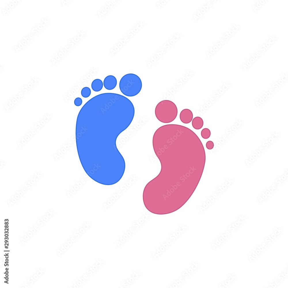 Blue and pink Baby footprint. Vector Illustration. Blue and pink Baby footprint. Vector Illustration.