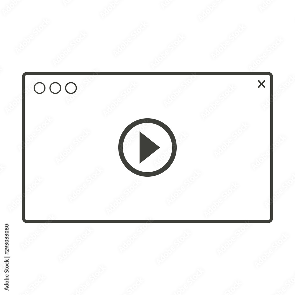 Media player interface line design black color on white background. Media player interface line design black color on white background.