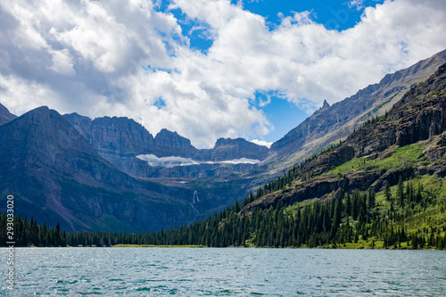Beautiful landscape of Lake Josephine in the Many Glacier area of the famous Glacier National Park