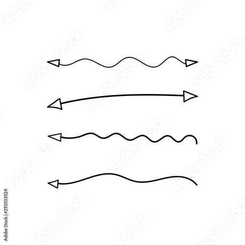Hand drawn arrow collection vector illustration isolated on white background.