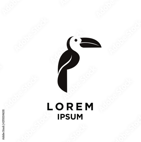 toucan bird black silhouette logo icon design vector illustration