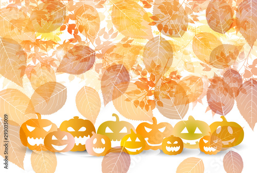 ハロウィン　秋　紅葉　背景 