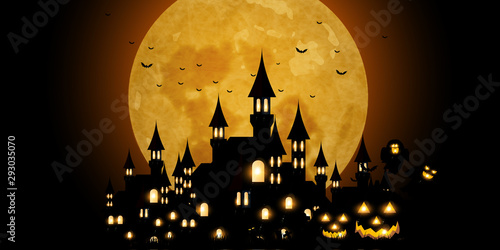 ハロウィン　秋　城　背景 