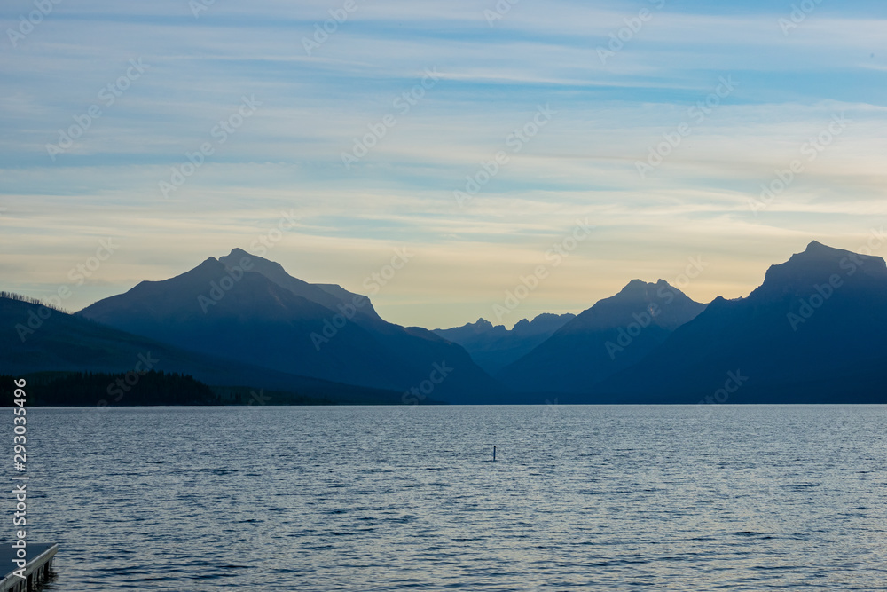 Beautiful sunrise of the Lake Mcdonald