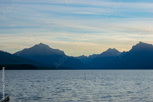 Beautiful sunrise of the Lake Mcdonald