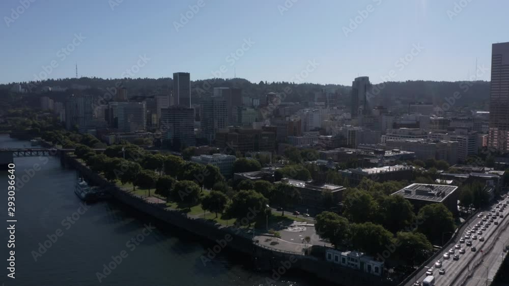 waterfront and skyline of downtown portland oregon on sunny afternoon waterfront and skyline of downtown portland oregon on sunny afternoon