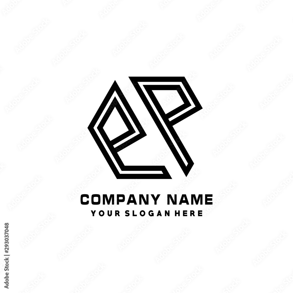 PP initial letters, hexagon logo minimalist art lines, black color PP initial letters, hexagon logo minimalist art lines, black color
