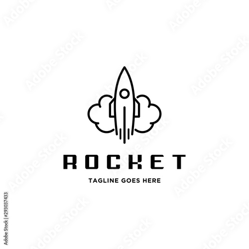 rocket plane boost fly uprise fast with line art geometric style logo icon vector template