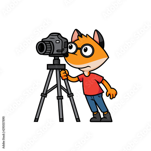 Cartoon Fox Looking Through Camera