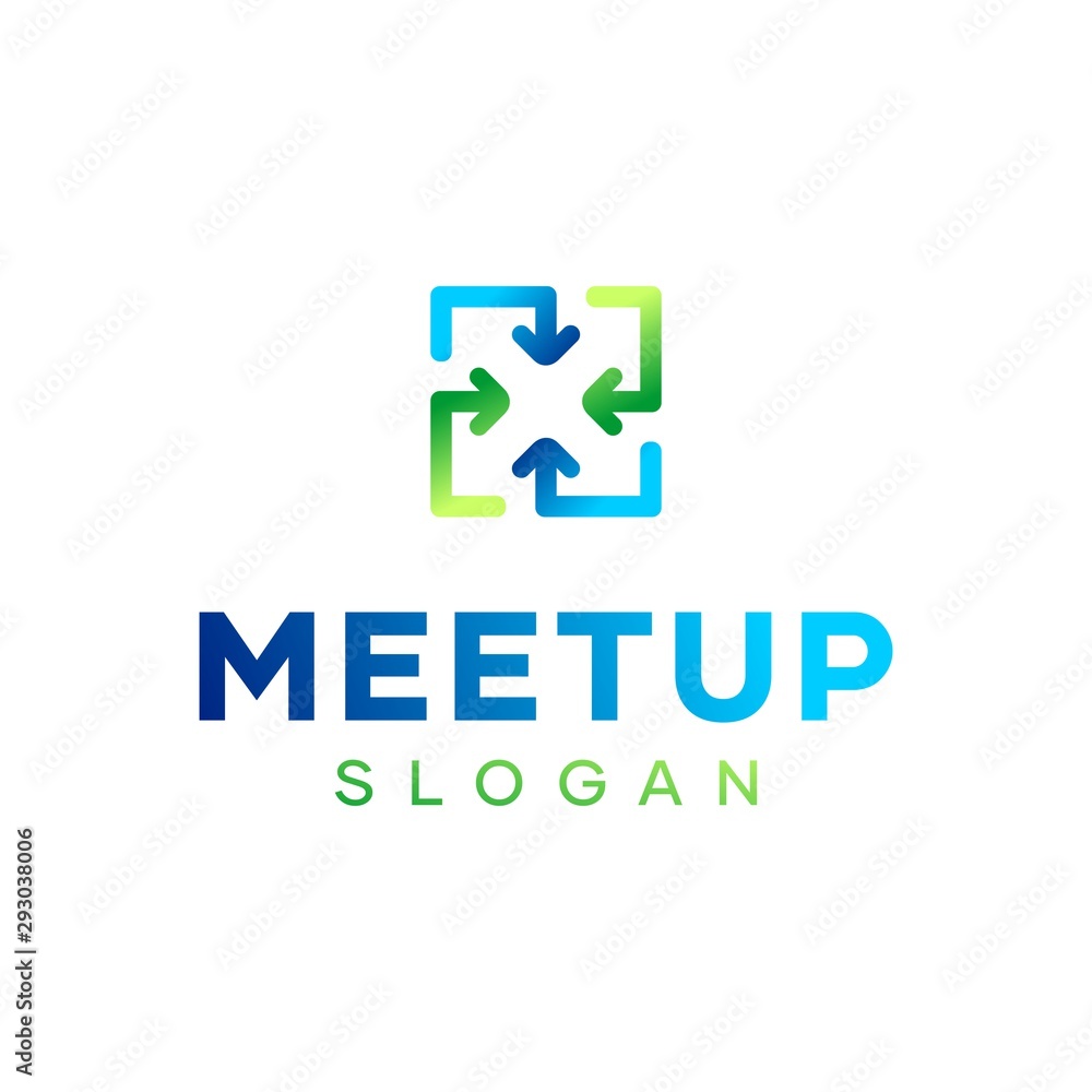 Meeting Arrow Unity Logo Design Template Meeting Arrow Unity Logo Design Template