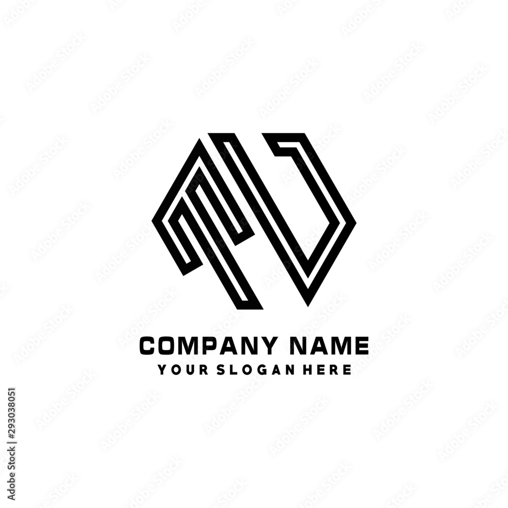 TV initial letters, hexagon logo minimalist art lines, black color TV initial letters, hexagon logo minimalist art lines, black color