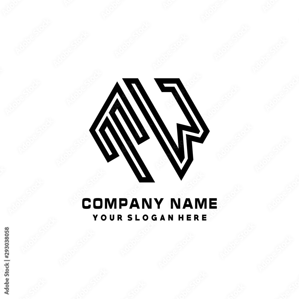 TW initial letters, hexagon logo minimalist art lines, black color TW initial letters, hexagon logo minimalist art lines, black color