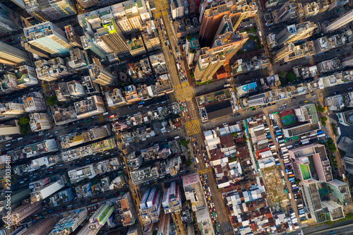 Top down view of Hong Kong city © leungchopan
