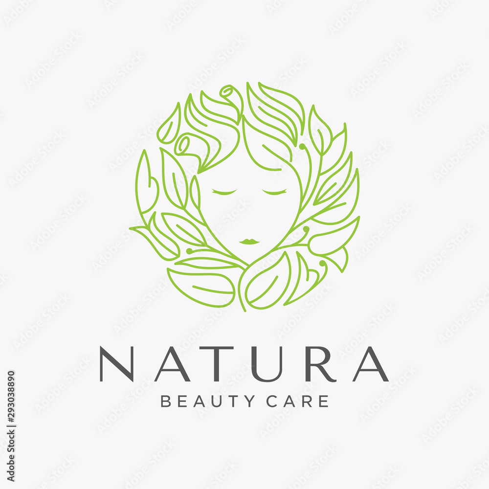 salon logo with a face and natural concept salon logo with a face and natural concept