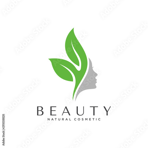 hair salon logo with a face and natural concept