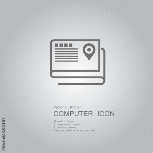 Vector drawn document icon. Isolated on grey background.