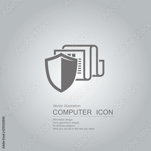 Vector drawn document icon. Isolated on grey background.