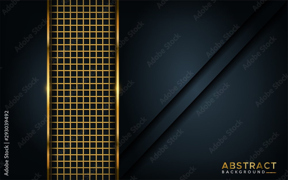 Luxurious dark background with golden line element. Luxurious dark background with golden line element.