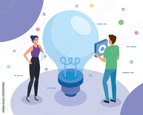 teamwork people with light bulb