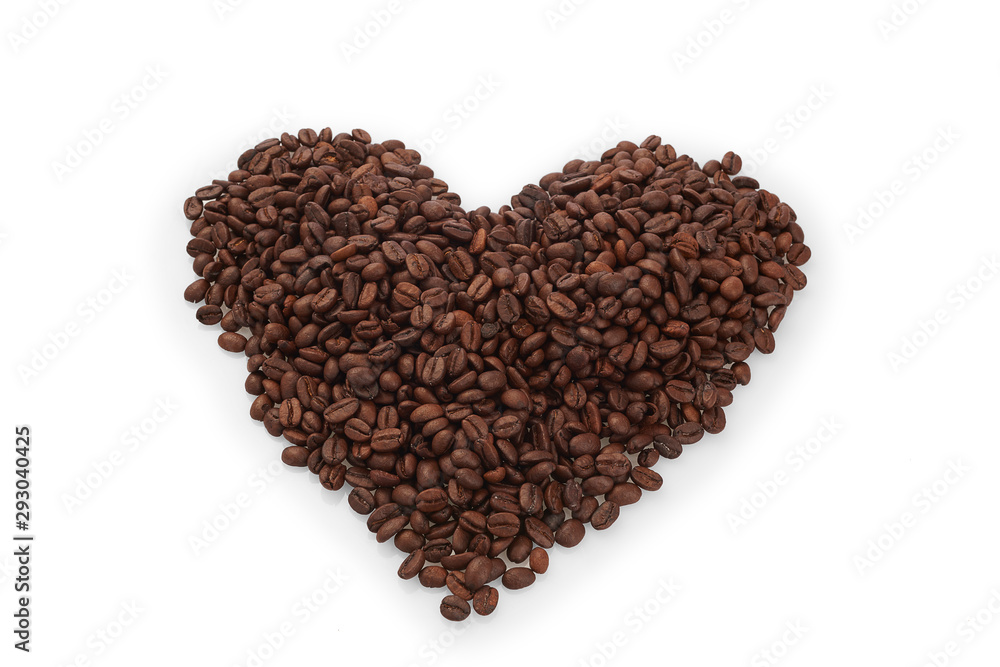heart made of coffee beans isolated on white heart made of coffee beans isolated on white