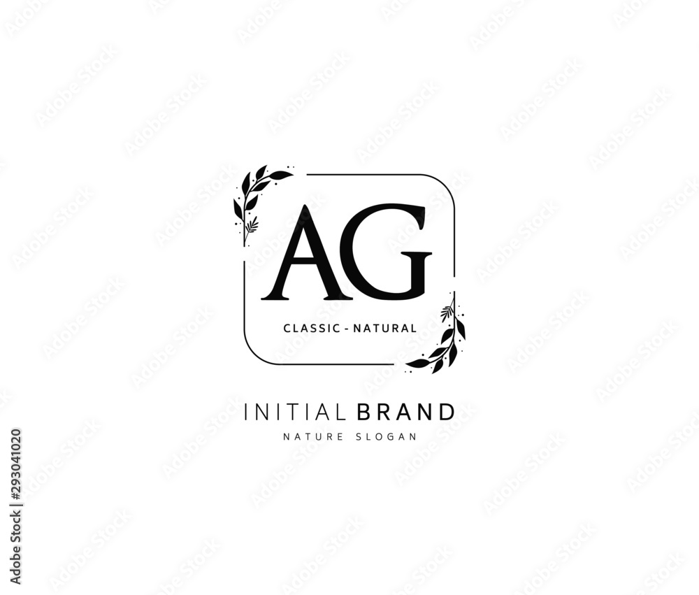 A G AG Beauty vector initial logo, handwriting logo of initial signature, wedding, fashion, jewerly, boutique, floral and botanical with creative template for any company or business.