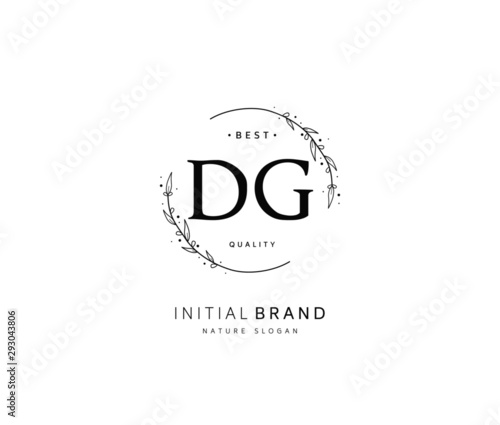 D G DG Beauty vector initial logo  handwriting logo of initial signature  wedding  fashion  jewerly  boutique  floral and botanical with creative template for any company or business.