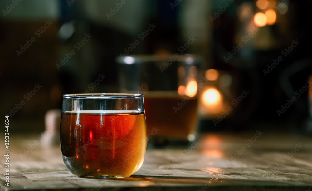Bartender Serve Whiskey, on wood bar, Bartender Serve Whiskey, on wood bar,