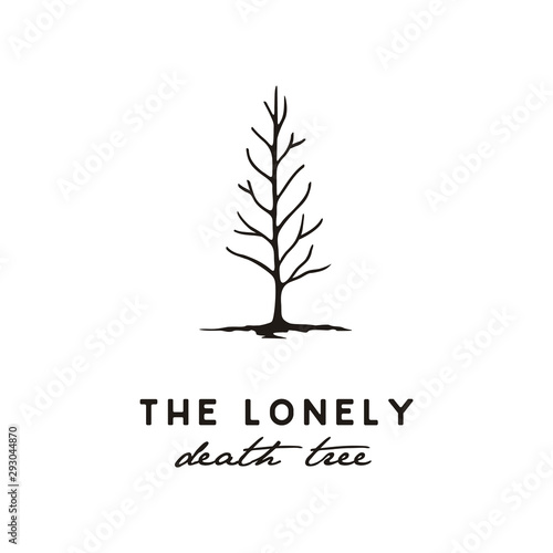 Dry dead tree silhouette illustration logo design
