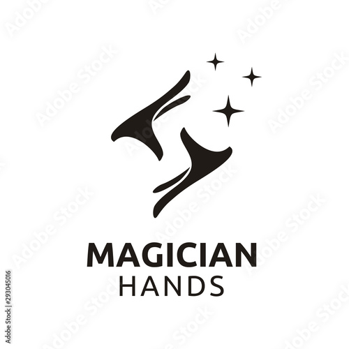 Simple Magician Hand Glove Stars Logo design