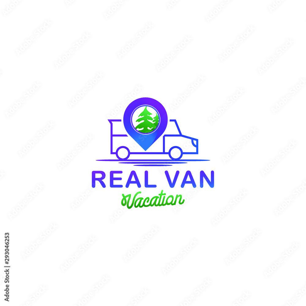 Fototapeta premium Real van recreation logo adventure outdoor