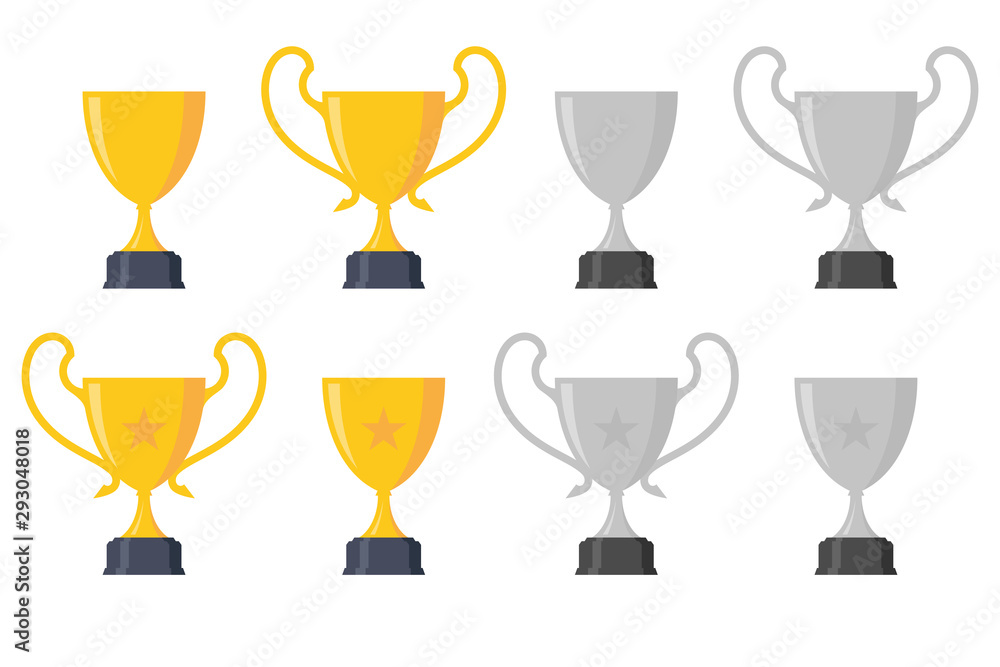 Set simple icon trophy cup design element Set simple icon trophy cup design element