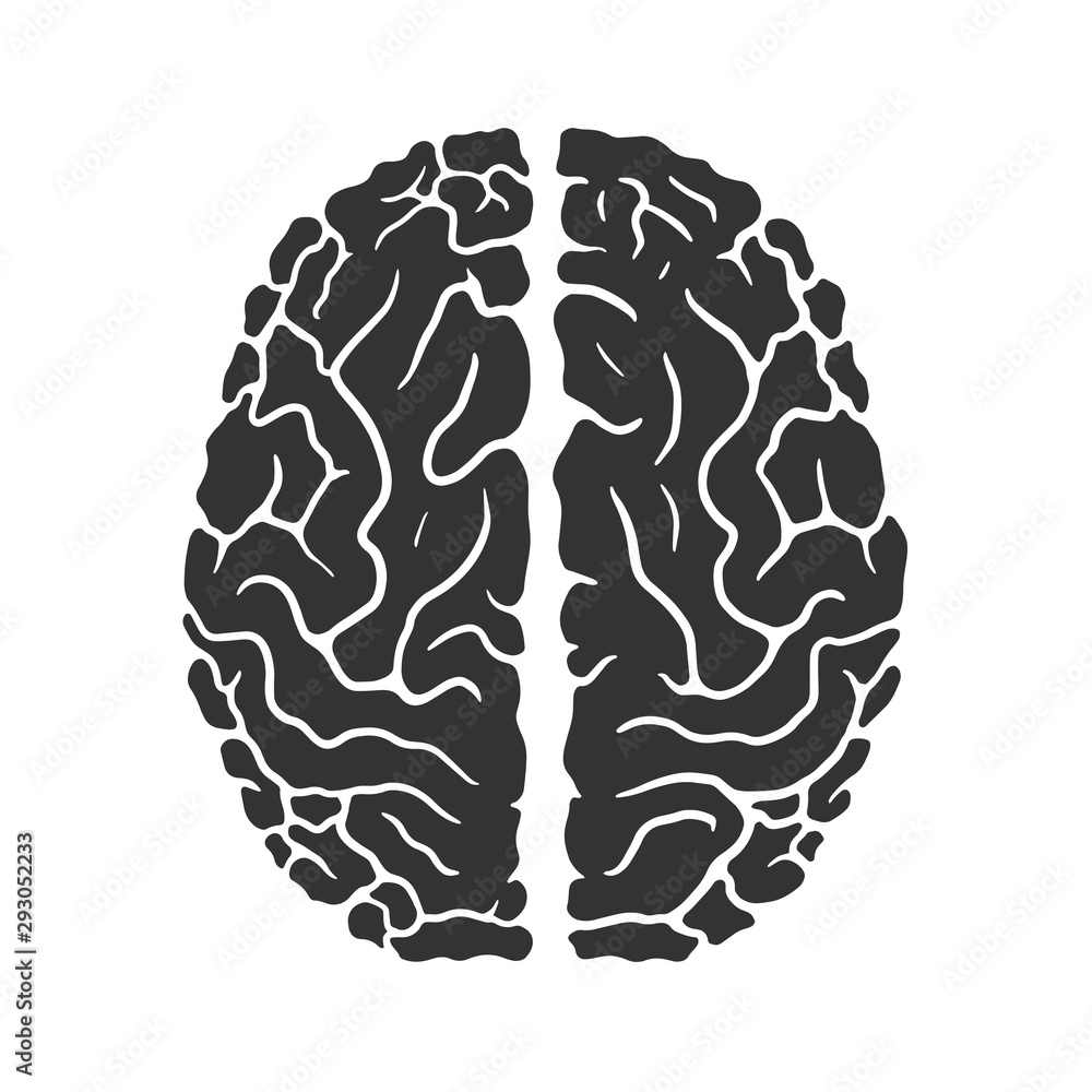 Human brain icon isolated on white background. Vector illustration Human brain icon isolated on white background. Vector illustration