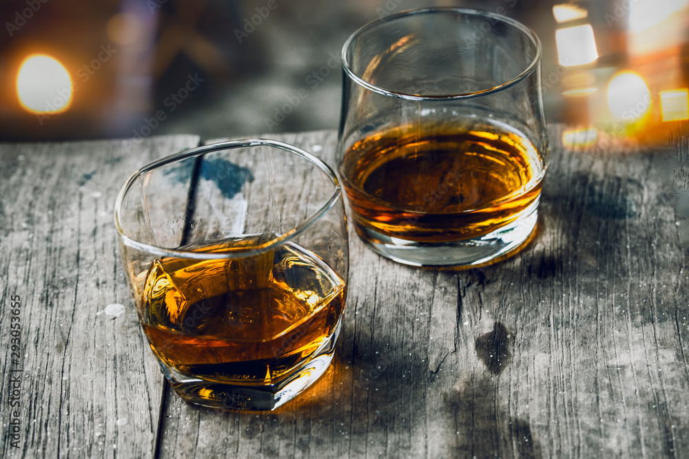 Bartender Serve Whiskey, on wood bar, Bartender Serve Whiskey, on wood bar,