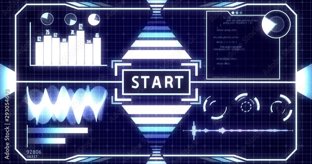 High Tech Futuristic HUD loading screen with text Start, Loading and ...