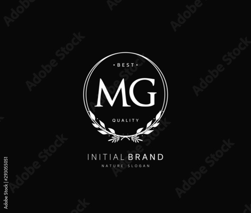 M G MG Beauty vector initial logo, handwriting logo of initial signature, wedding, fashion, jewerly, boutique, floral and botanical with creative template for any company or business.
