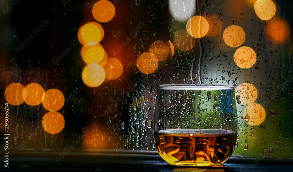 Bartender Serve Whiskey, on wood bar, Bartender Serve Whiskey, on wood bar,
