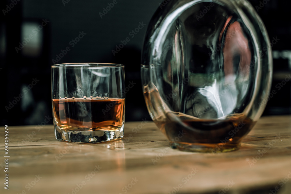 Bartender Serve Whiskey, on wood bar, Bartender Serve Whiskey, on wood bar,